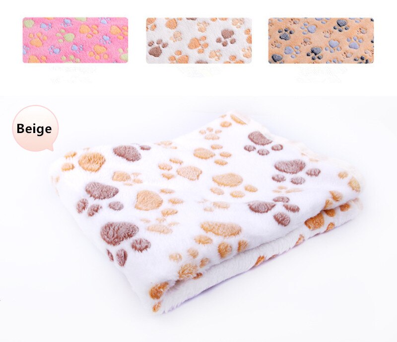 3 färg sömnfilt för husdjur höst och vinter varmt tasstryck söt handduk hund katt hamster valpar ull mjuk filt mjuka hundmadrasser: Beige / 60 x 40cm