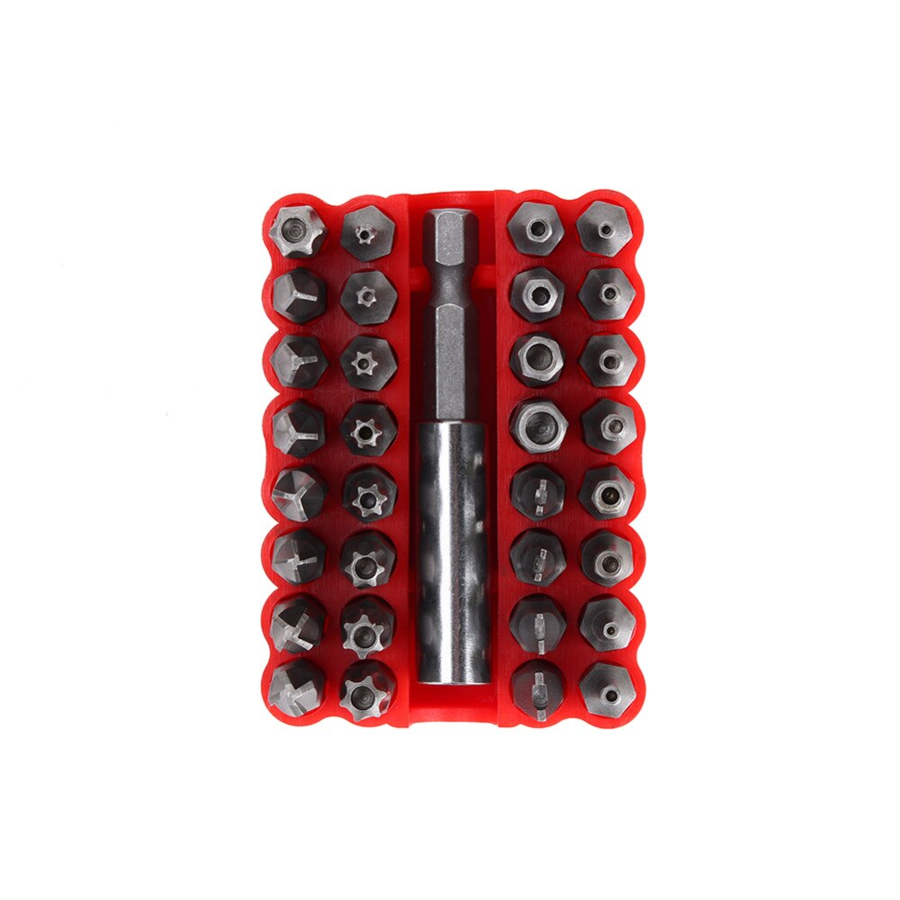 33 stk/sæt sikkerhedssikker skruetrækker bits torq torx unbrakonøgle skruer sekskantet bit sæt 1/4 '' magnetisk holder m/ etui