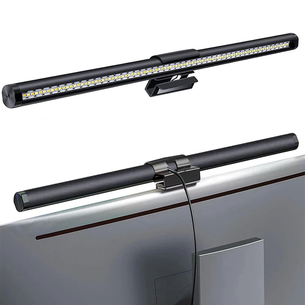 Barra de luz LED para Monitor, luces colgantes para pantalla de ordenador, lámpara de mesa de atmósfera RGB para trabajo, estudio, lectura de juegos, iluminación de atenuación, 44cm: Verde