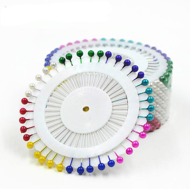 200 unids/lote ronda alfileres con cabeza recta con forma de perla de corte y confección de pera ramillete Pin para DIY Ropa Accesorios de costura agujas WYQ
