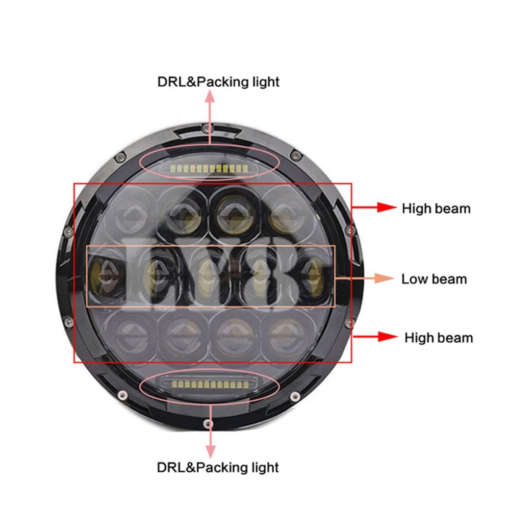 Ecahayaku 7Inch Ronde Led Koplamp 75W Hoge Dimlicht Koplamp Drl H4 Adapter Voor Off-Road 4X4 Wrangler Jk Cj Motorfiets