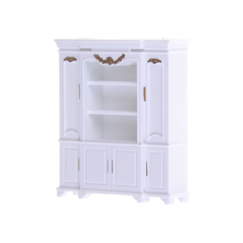 51*12*56mm Dollhouse Mini Cabinet Model Kitchen Dining Cabinet Display Shelf White Doll House Decoration Miniature Kitchen