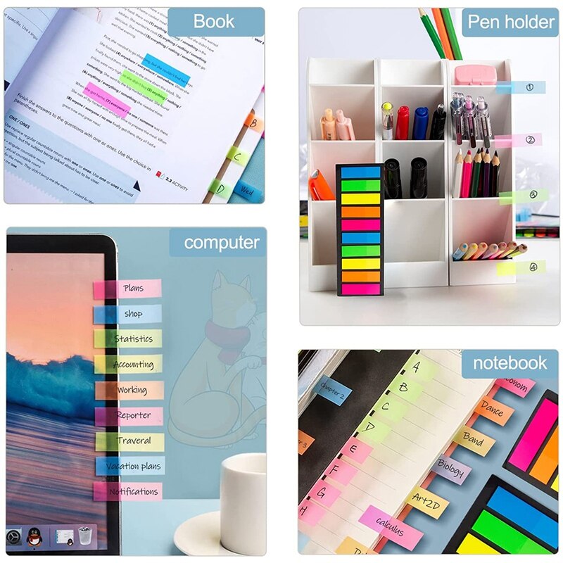 Fluorescent Translucent Sticky Note Flags, Index Tabs, Page Flag Markers
