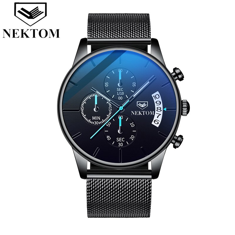 Nektom Explosies Mannen Horloge Mode Stalen Band Quartz Horloge Waterdicht Lichtgevende Trend Horloge: Multicolor