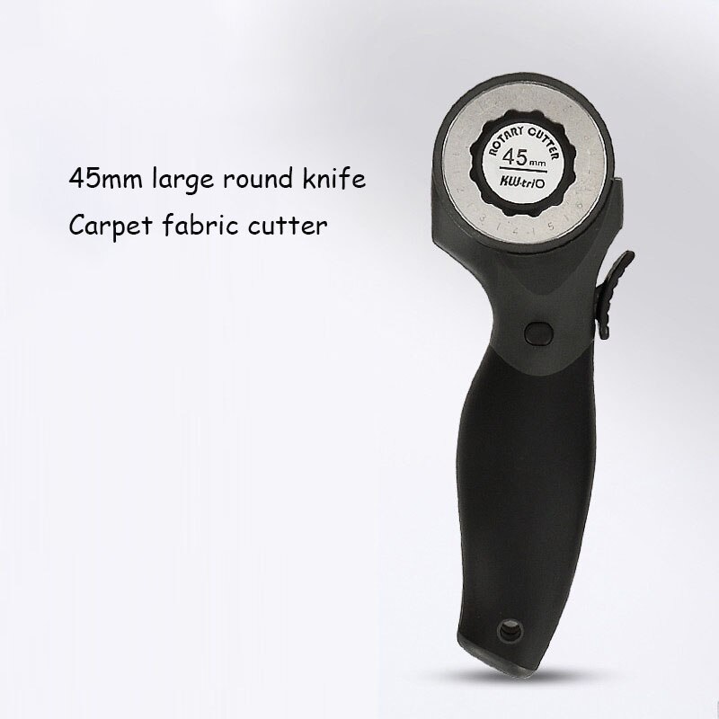 45mm Large Round Knife Cloth Cutter One-handed Operation Carpet Cloth Cloth Cutter Leather Cutter Utility Knife: Black 45mm