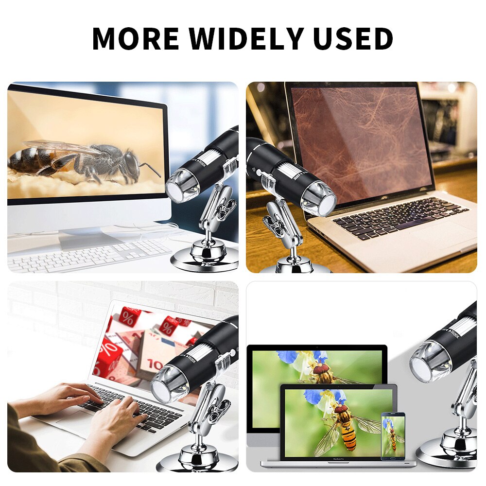 Adjustable 1600X Microscope Handheld Digital Microscope Endoscope USB Interface Electron Microscope with 8 LEDs with Bracket
