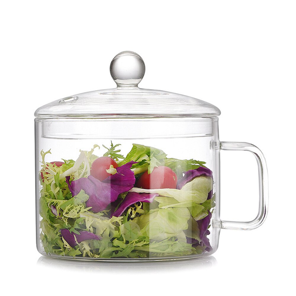 Tazón de Vidrio Grande, Cuenco de Ensalada / Cuenco de Fruta / Tazones para Mezclar / Tazón de Sopa de Ramen con Tapa y Agarre, Vidrio de Borosilicato, Apto para Microondas: Type B
