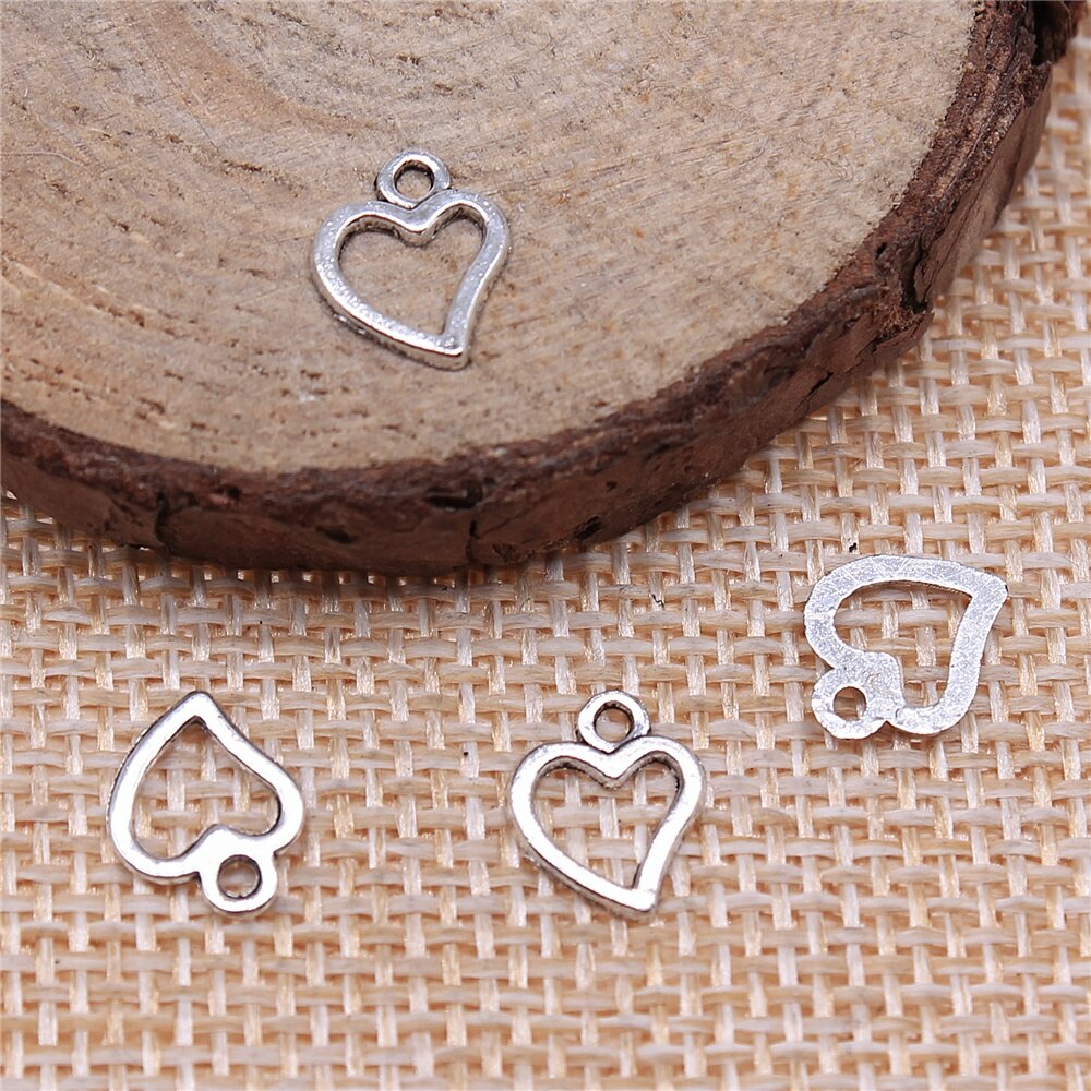 WYSIWYG 100pcs 10x8mm 2 Colors Mini Heart Charm Cute Heart Charms For Jewelry Making Small Heart Charm