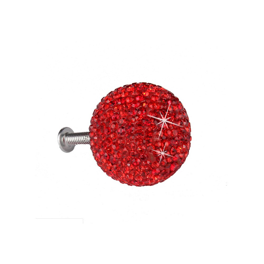 Manija de cajón de bola de cristal brillante, perilla de puerta de diamante con 5 uds. De tornillos de tuerca: Red