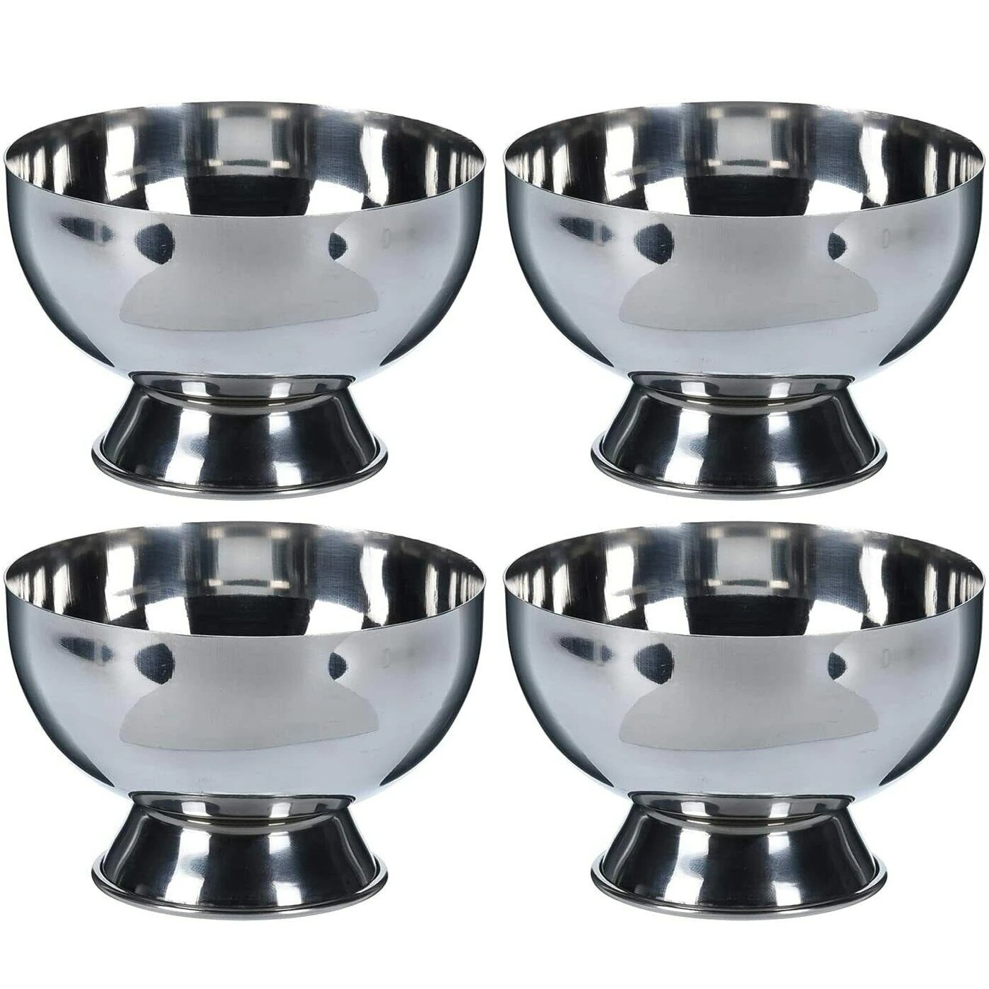 Juego de 4 Cuencos Boles Tazones de postre de acero inoxidable Para Restaurante Bar Cafeteria Casa Para Flan Helado Manzadonia