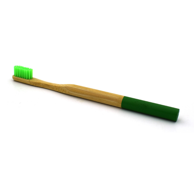 Trätandborste miljömässigt bambu runt handtag mjuk borste färgglada borstar box paket kostym för vuxenmärke denta& #39 ;l care: Grön