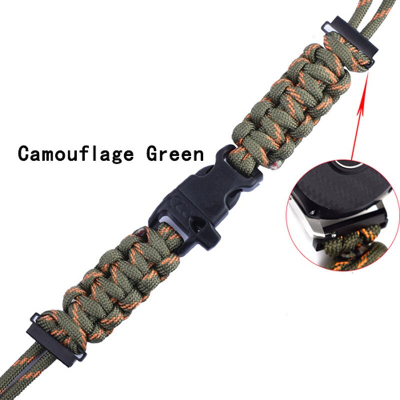 22Mm Verstelbare Gevlochten Nylon Strap Voor Samsung Galaxy Watch3 45Mm Horloge 46Mm Gear S3 Armband Outdoor Paracord sport Horloge Band: Army Green Camo