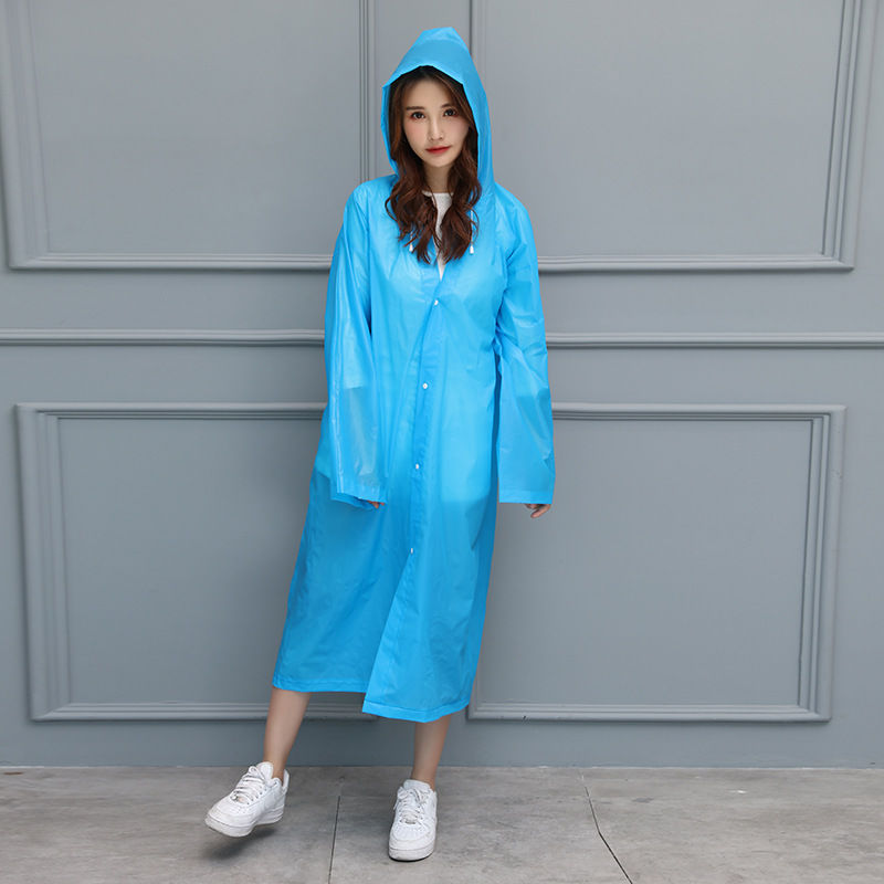 FGHGF di Modo di EVA Donne Impermeabile Ispessito Impermeabile Cappotto di Pioggia Donne Sereno Trasparente di Campeggio Impermeabile Impermeabili Vestito: Blu