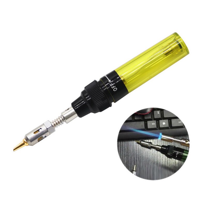 1300 Celsius Butaangas Iron Cordless Butaan Tip Tool Welding Pen Brander Blow Torch Gas Solderen Lassen Soldeerbouten: Yellow