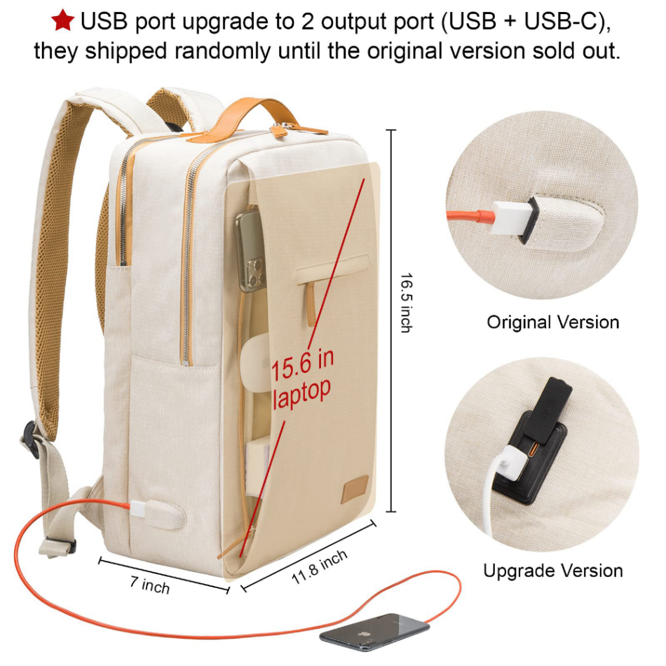 Lightweight Travel Laptop Backpack with USB Charging – Multifunctional Bag for Men & Women, Airplane & Notebook-Friendly