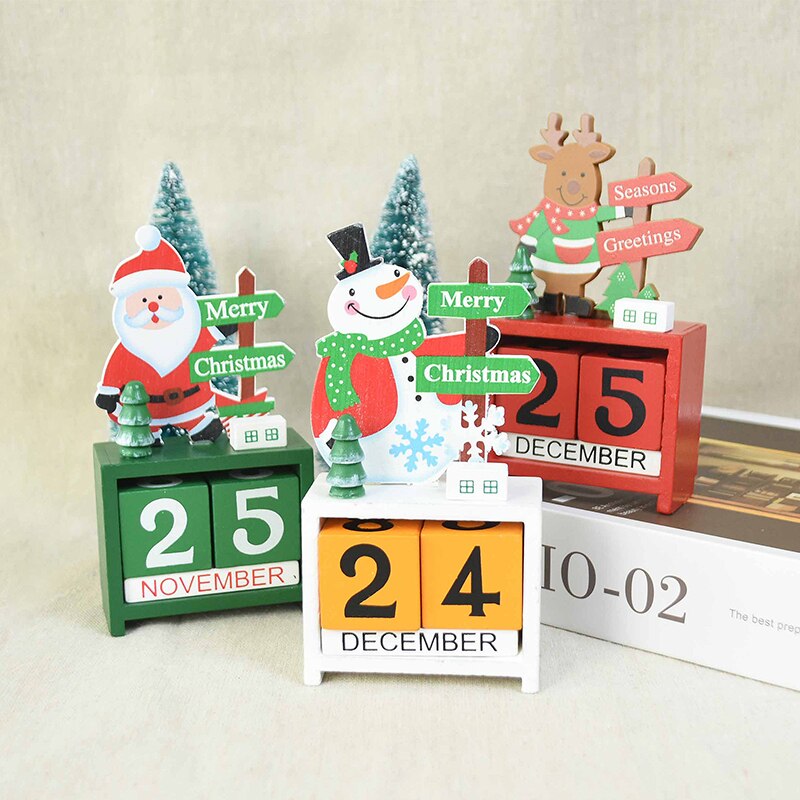 Lovely Wooden Christmas Advent Calendars Home Christmas Party Decoration Ornaments Children's Year Santa Claus Decor