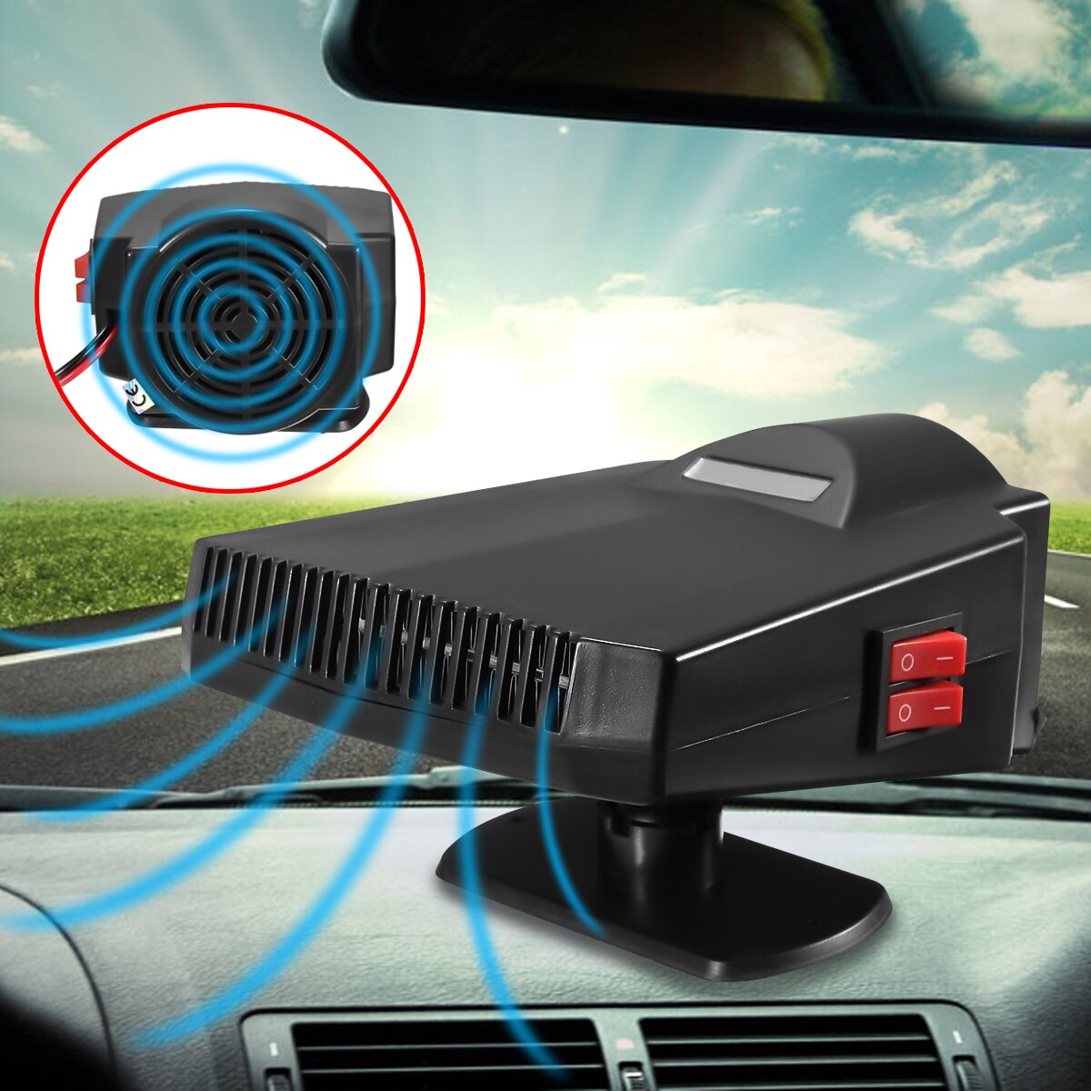 2in1 Car Heater 200W 12V Portable Ceramic Heating Cooling Fan Car Heater Demister Defroster for Car Automobiles Supplies