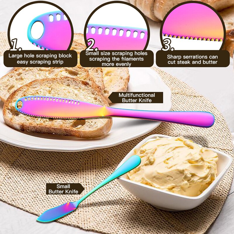 Couverts colorés en acier inoxydable, 6-24 pièces, couteau, fourchette, cuillère, service de table, vaisselle en or, service de table, ustensiles de cuisine