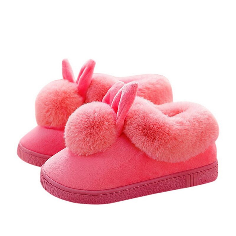 Chaussons pour femmes chaussures maison hiver dames décontracté automne mignon décontracté fourrure peluche lapin femelle pantoufle confort femme intérieur doux 20: Red / 40-41