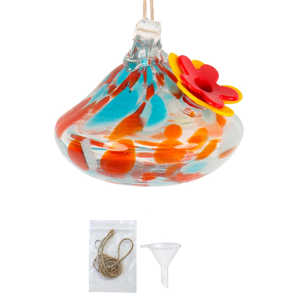 Durable Droplet Shaped Hummingbird Feeder Hanging Glass Ball Bird Automatic Feeder Practical Bird Drinking Fountain For Window: Red