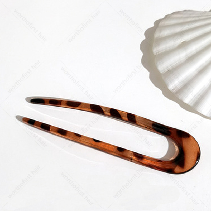 Women Hairpin Simple U Shape Plastic Hair Sticks Sweet Hair Holder Clips Headband Hair Accessories: Brown