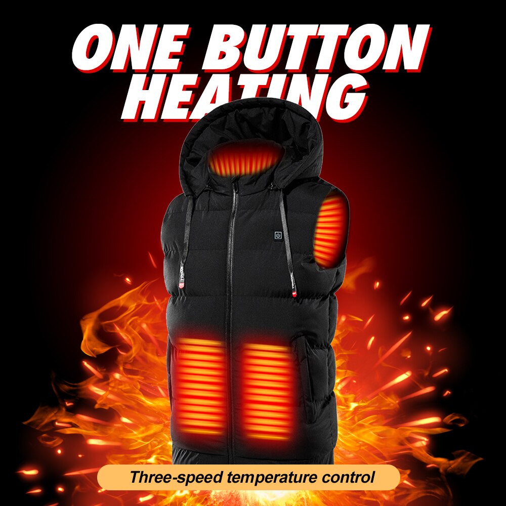 Unisex Heated Jackets Heat Coat USB Electric Thermal Clothing coat 9 Places Heating Hooded Jackets Winter Outdoor Warm Clothing