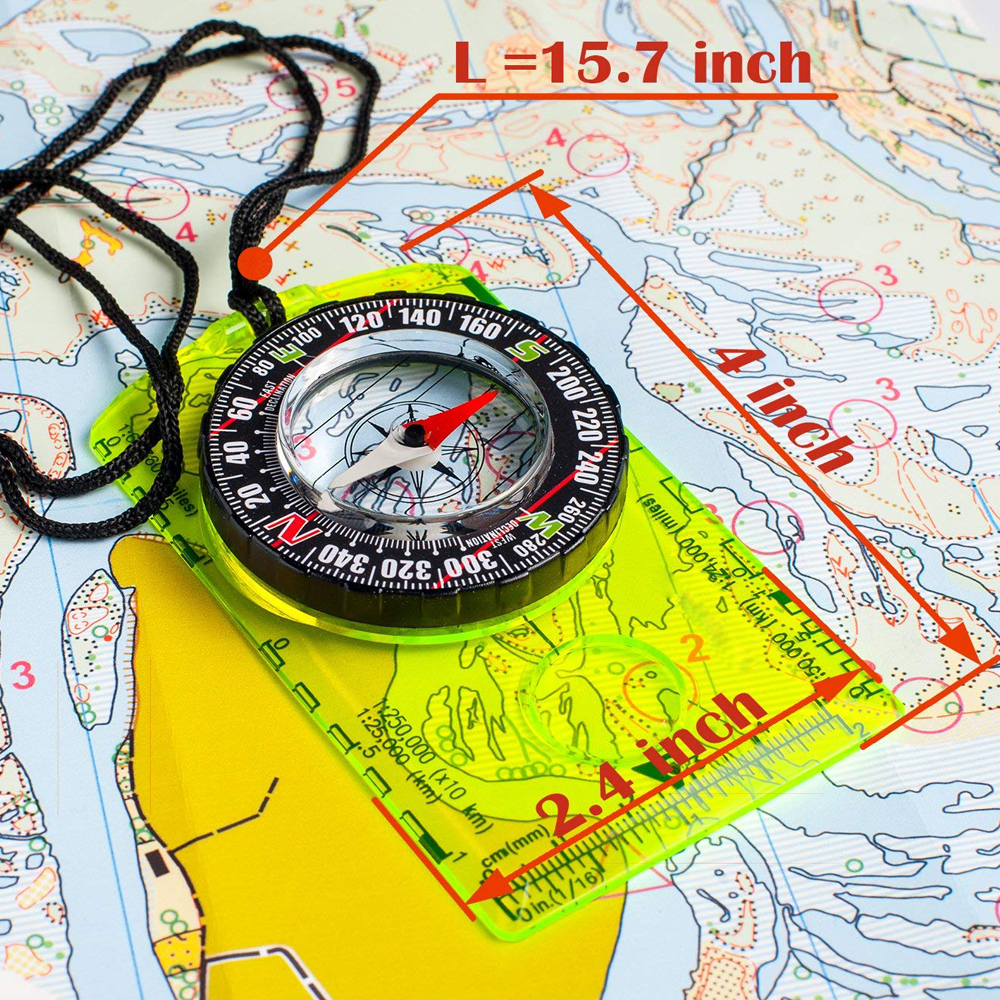 Multifunctional Hiking Compass Outdoor Gadget Navigation Camping Orienteering Backpacking Map Reading Compass for Scout Kids