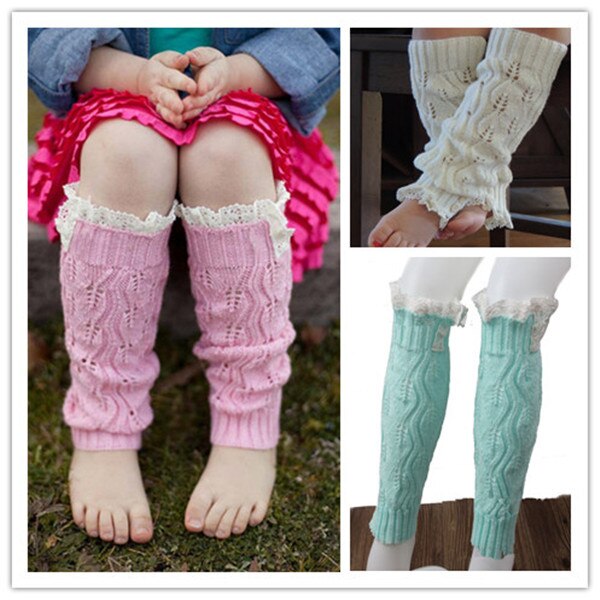 Calentadores de piernas de punto para niñas a la botones de encaje de ganchillo calentadores de piernas para NIÑOS Calcetines de bota infantil de invierno para chico