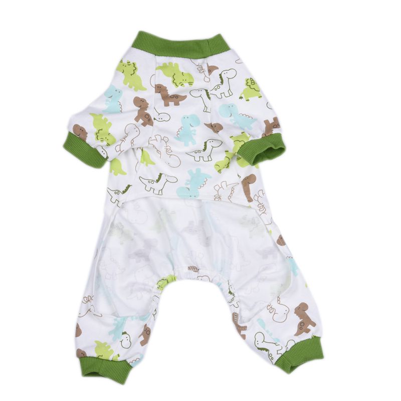 Hund pyjamas gul anka blå häst dinosaurie mönster bomull fyra fot husdjur kläder pyjamas bekväm sömn hud