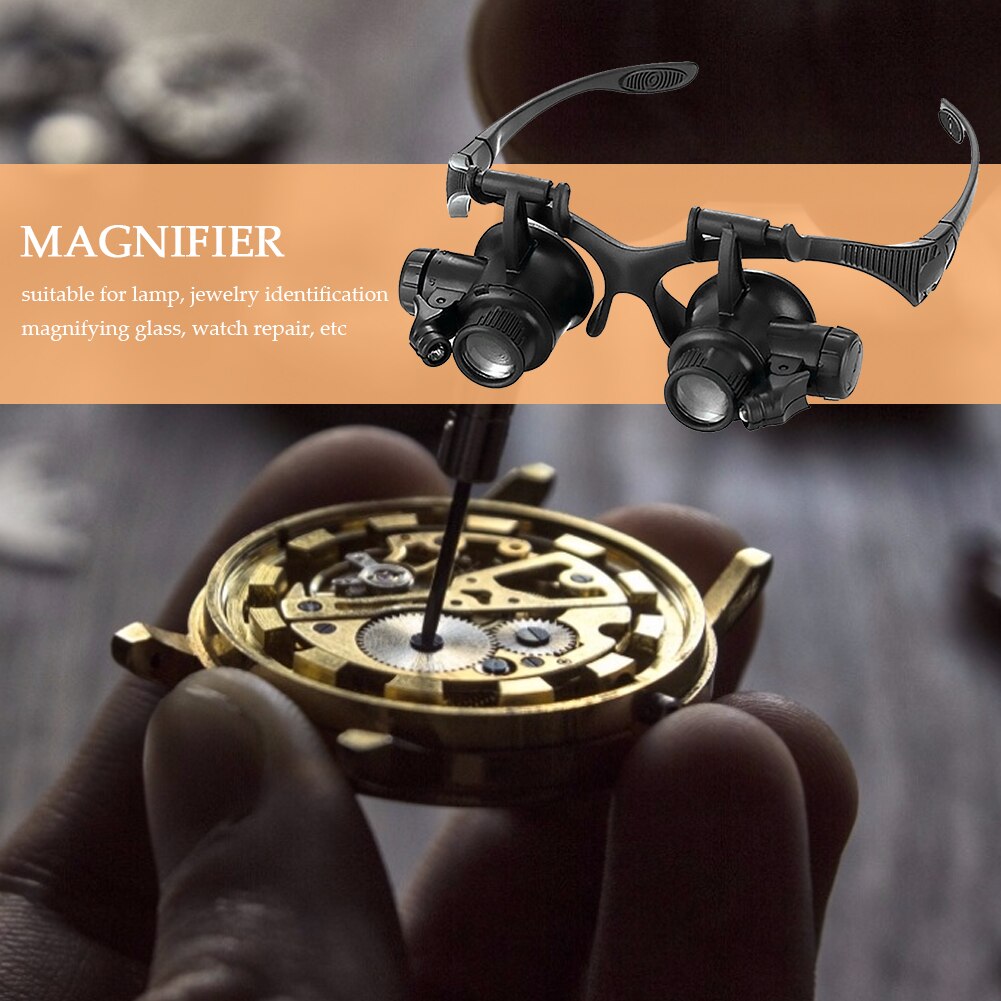Magnifying Glass Glasses Loupes Magnifier Eyewear with LED Lighting Watch Repair 10X/15X/20X/25X Lens