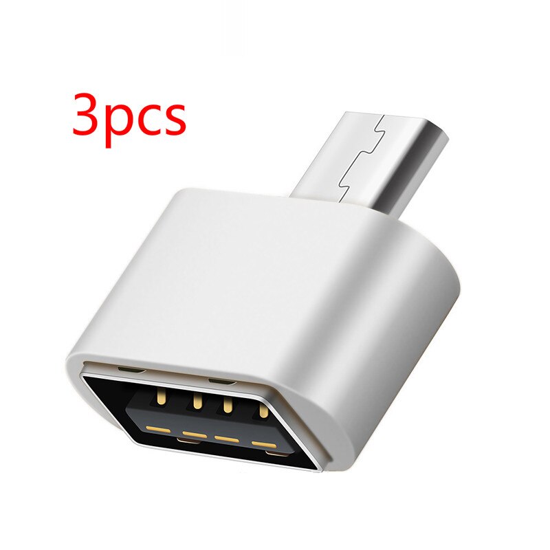 Mobile Phone Adapters Data Portable OTG Converter Micro USB Male To USB 2.0 Female Adapter For Android Phone Converters TXTB1: White 3PCS