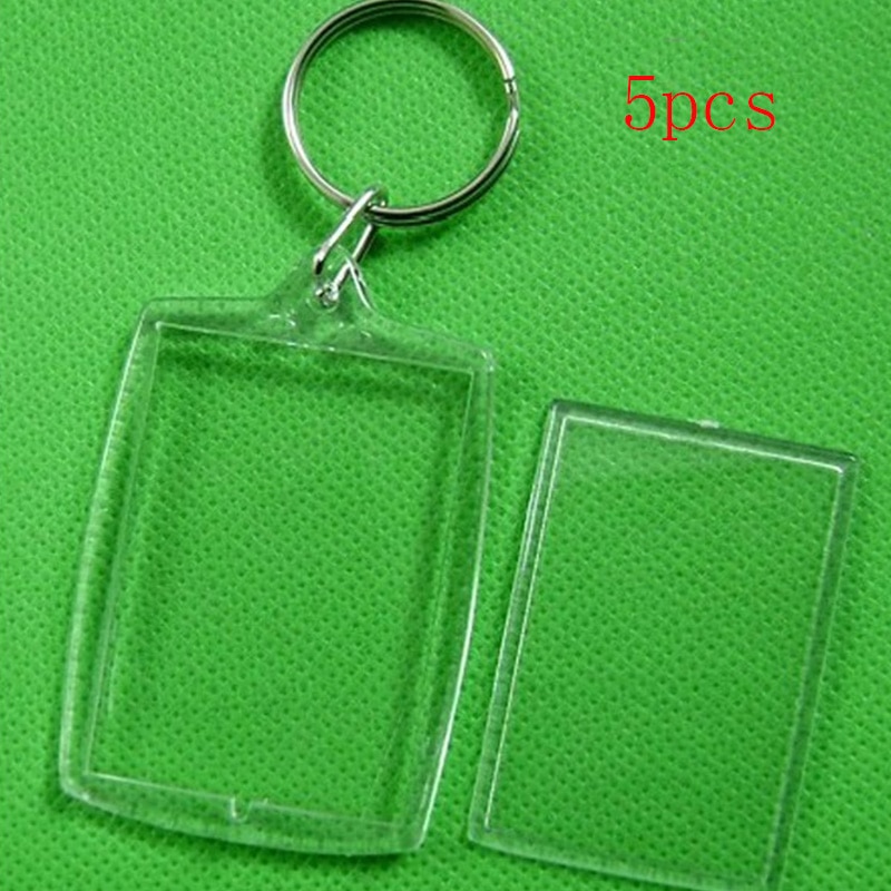 Blank Acryl Insert Foto Fotolijst Sleutelring Diy Split Ring Sleutelhanger 5 Stks/partij Rechthoek Transparant