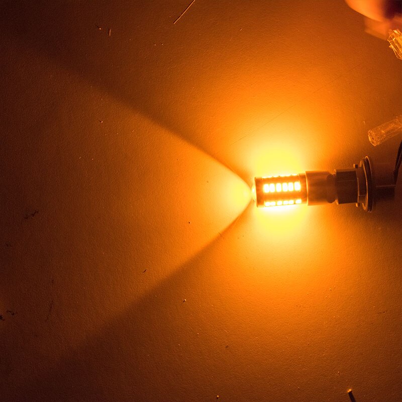Bombilla trasera de coche LED T20 WY21W 7440 W21W 33 SMD 5630 5730, luz de freno, luz de marcha atrás de coche, indicador de dirección trasero, rojo, blanco y ámbar: YELLOW