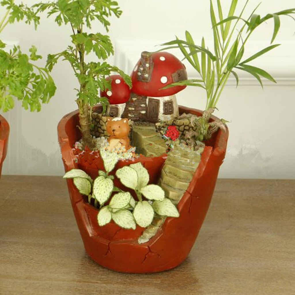 Plants DIY Container Pot Fairy Garden Flower Plants Decor