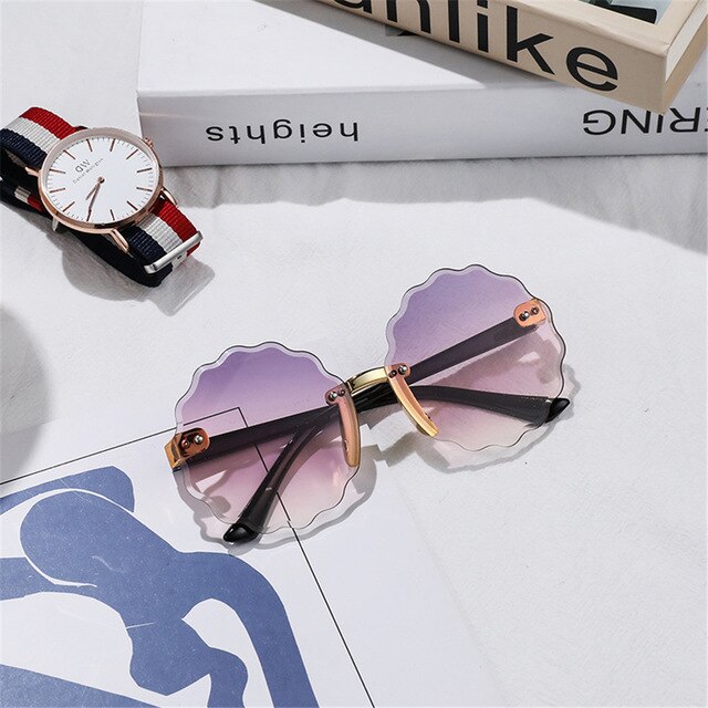 Gafas de sol polarizadas con marco de Metal para niños y niñas, marco de Metal infantiles con lentes de sol, con protección Uv400, para playa y verano: Purple-Round