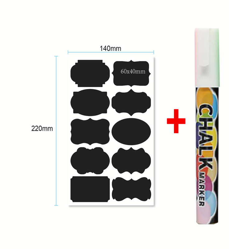 Chalkboard Labels Bulk Erasable Chalk Board Jar Labels Removable Waterproof Blackboard Sticker Label for Jars Glass Bottle Kids: 140x220MM 10pcs