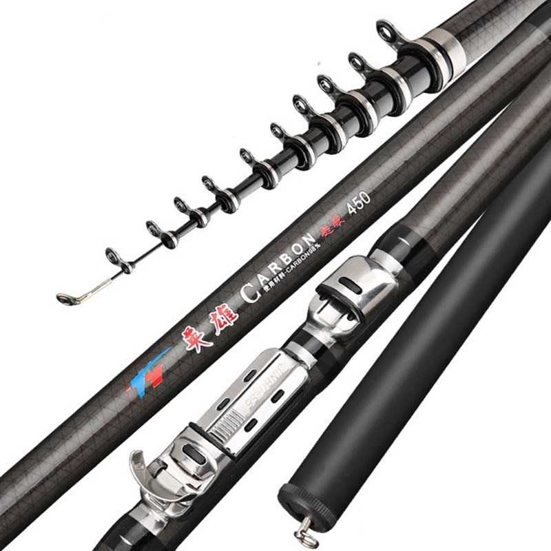 Portable Rock Fishing Rod Telescopic Carbon Fiber Spinning Pole 3.6M4.5M5.4M6.3M For Surf