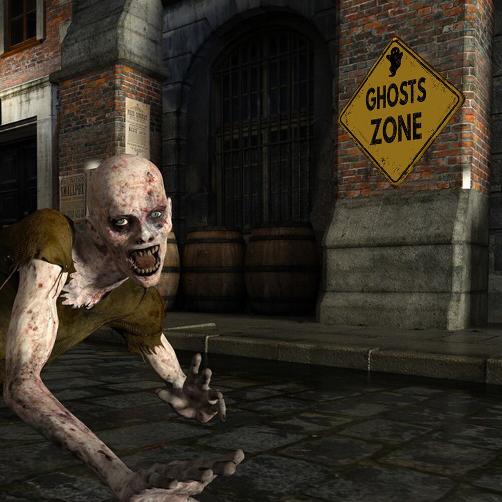 Halloween Warning Sign Sticker Self-adhesive Horror Wall Sticker Party Decorative Decals