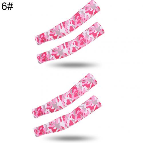 2 Pairs Zomer Arm Mouwen Camouflage Patroon Arm Warmers Mouwen Elastische Uv Zon Bescherming Lange Vingerloze Handschoenen Arm Mouwen: 6