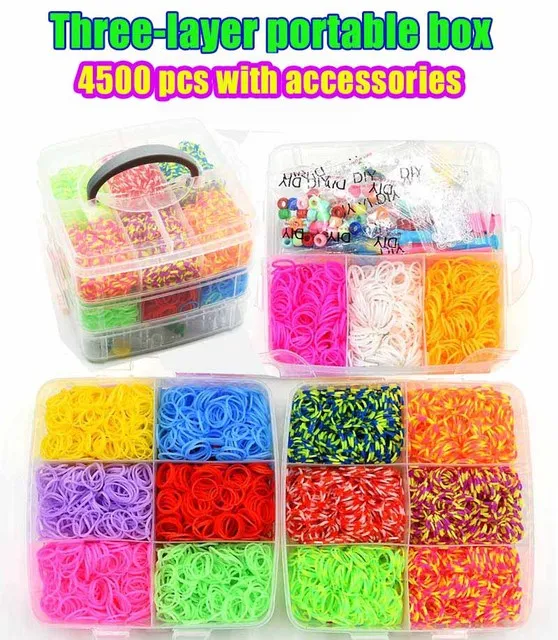 Kit de bandes de métier à tisser en caoutchouc fait à la main pour enfants, métier à tisser torsadé, fabricant de bracelets, kits exécutifs, navire chia, en stock, bricolage: Black