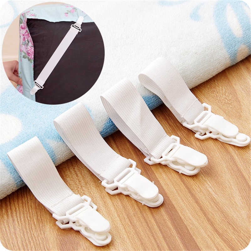4 stk elastik i nylonspænde til lagner super praktisk sengetæppe skridsikker fixerholder sengetøjssæt tilbehør
