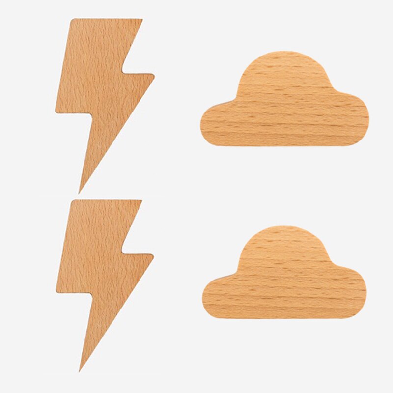 idYllife 2pc Set Wood Key Hooks Magnetic Cloud Lightening Home Decoration Wall Magnet Vestibule Keyring Holder Organization Rack: Beech x 4