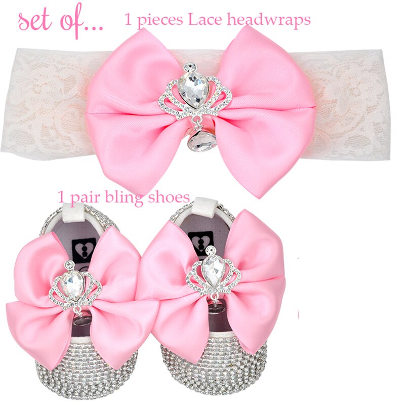 attache tetine pour bébés tétines et accessoires Dollbling – chaussures de luxe en strass pour bébé fille, ensemble de bandeau de premier marcheur, chaussures de princesse scintillantes, de fête prénatale SH