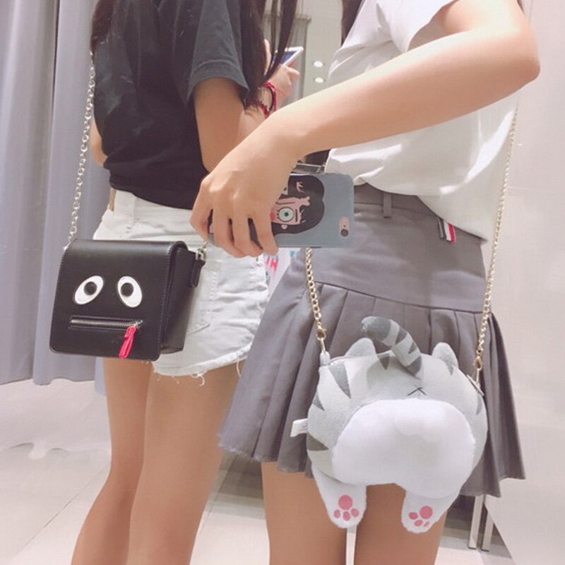 Bolso de gato súper bonito, bandolera mullida con trasero, bandolera de felpa con Gato de animales, bolso de bola de gatito, monedero