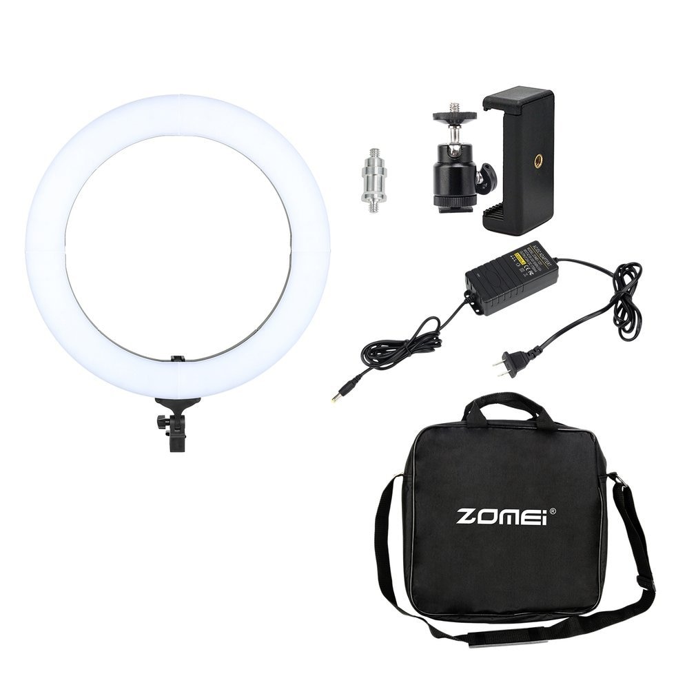ZOMEI Photography Lighting Video Photo Studio Kit 14inch 18inch LED Ring Light For Camera 5500K US Plug With Holder