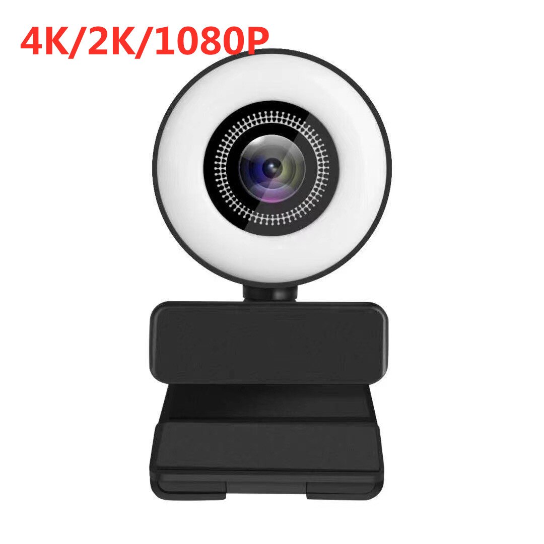 4K/2K/1080P Auto-Focus Led Web Camera Hd Webcam Met Microfoon 3 Niveau licht Web Kameras Voor Computer Pc Video-opname Webcam
