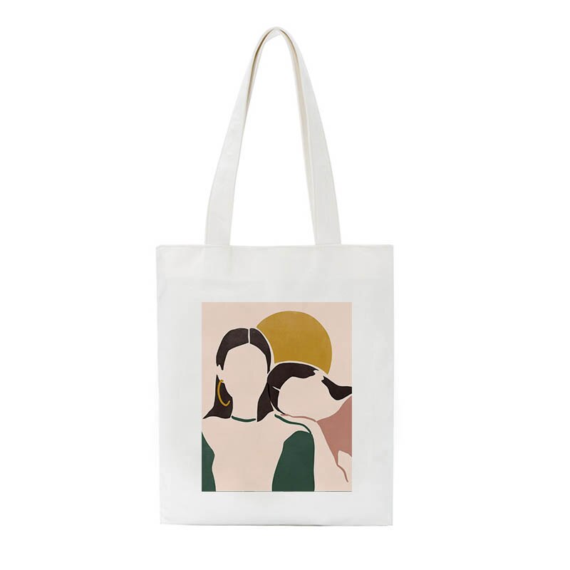 Korea vintage kunst afslappet sjovt trykt harajuku stor kapacitet kvindelige ins abstrakt lærred smarte lynlås skuldertasker