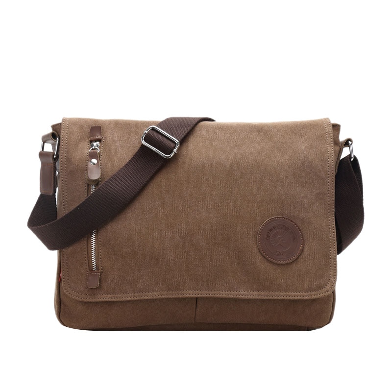 Canvas tas heren schoudertas crossbody tas casual retro messenger reistas: Bruin