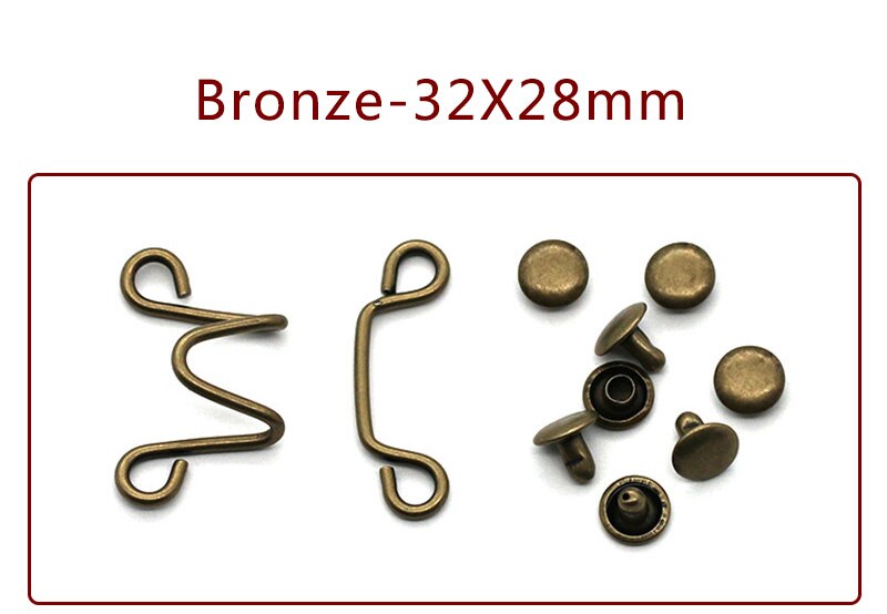 Meetee 30 sett 27 x 28/32 x 28mm metallplaggkroker jeans midjejusteringsspenne avtagbar nagleknapp gjør-selv usynlig justeringsknapp: Bronse -32 x 28mm