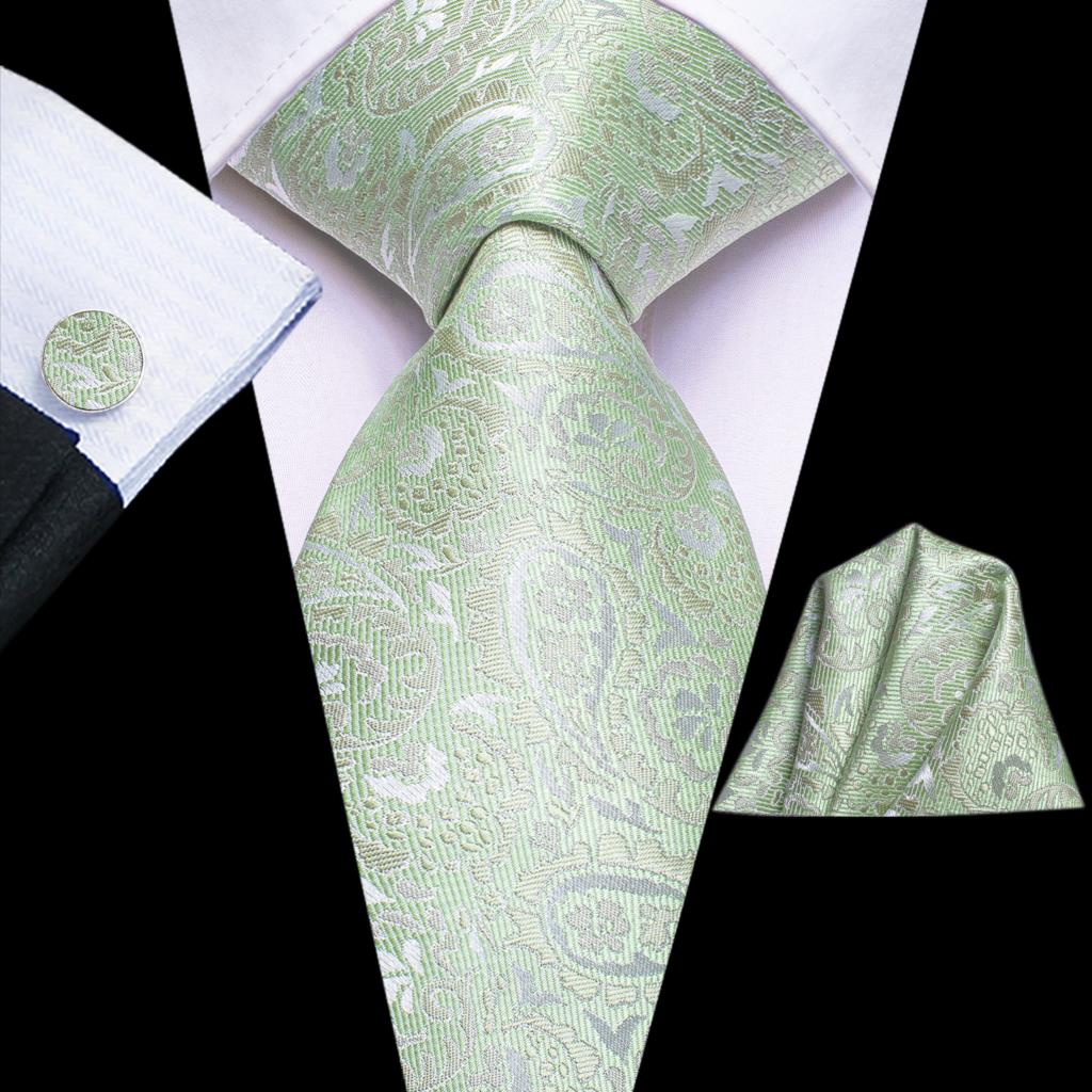 Corbatas de Cachemira verde salvia para hombre, conjunto de corbata para de boda, gemelos a mano, , , 2022